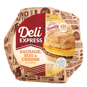 Deli Express Hot-to-Go Sausage Egg Cheese on a Biscuit in package