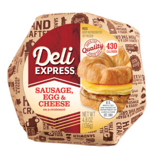 Deli Express Hot-to-Go Sausage Egg Cheese on a Croissant in package